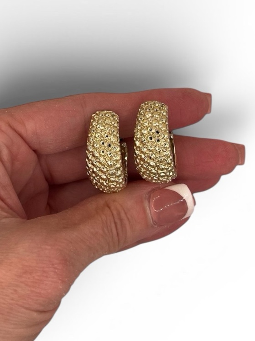 Raffine Textured Gold Tone Clip On Hoop Earrings